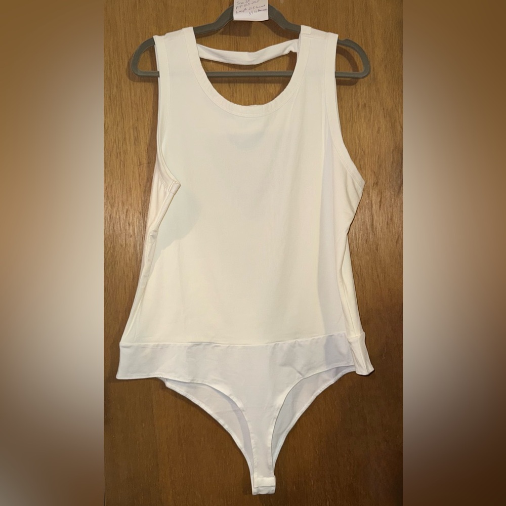 White Birch White Ribbed Sleeveless Bodysuit, Plus Sized